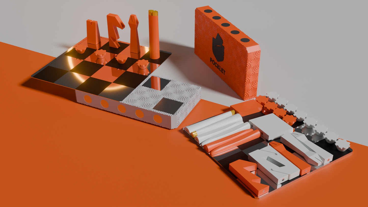 POCKLET Chess - Solar Orange & White