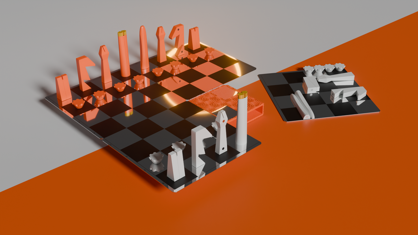 POCKLET Chess - Solar Orange & White