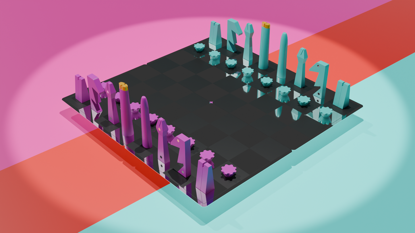 POCKLET Chess - Miami Pink & Turquoise